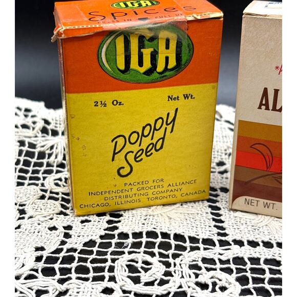 IGA Poppy Seed Spice Box 1970s with French’s Allspice Box 1980s Kitschy Decor - Picture 3 of 11